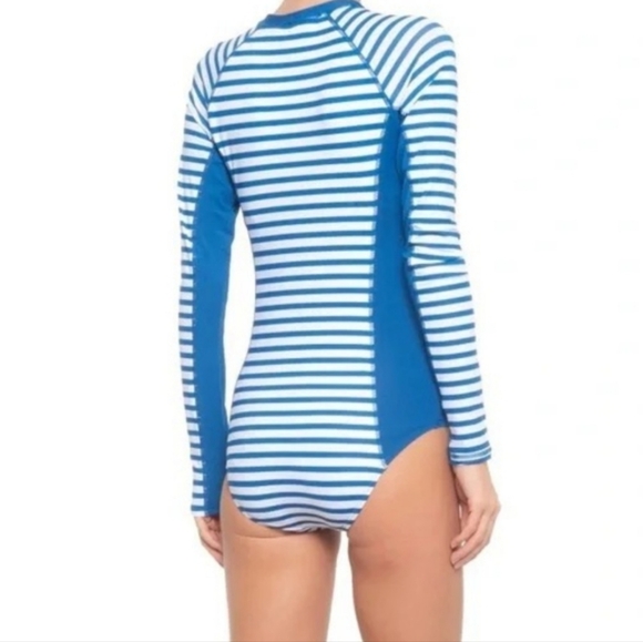 CABANA LIFE Exclusive Road Map Blue/White Stripe Long Sleeve Swim Unisuit Sz Med - Picture 6 of 7